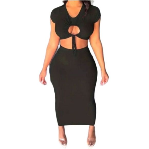 Ladies cut-out 2pc bodycon skirt set sz Large - Picture 1 of 5